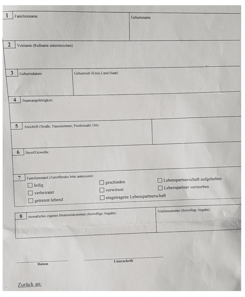 Einleitung eines Steuerstrafverfahren - der Personalienbogen